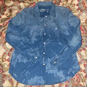 Gap 1969 Floral Denim Shirt Medium